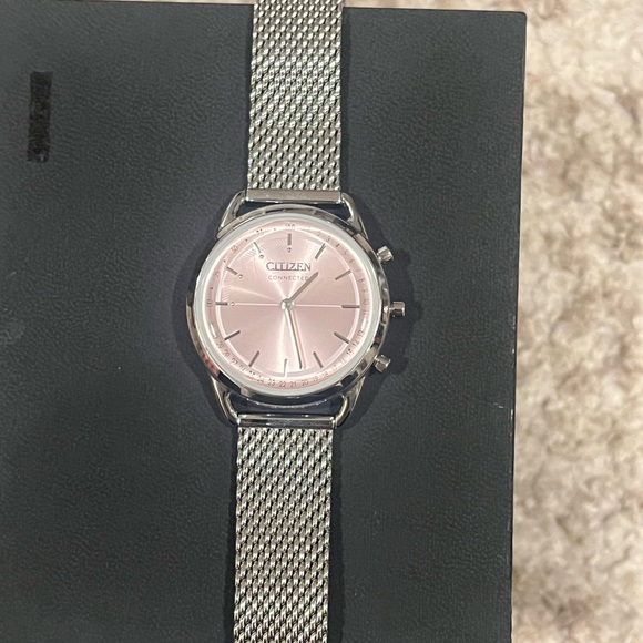 Citizen PINK DIAL SILVER STAINLESS MESH BAND WOMENS WATCH - Picture 3 of 6